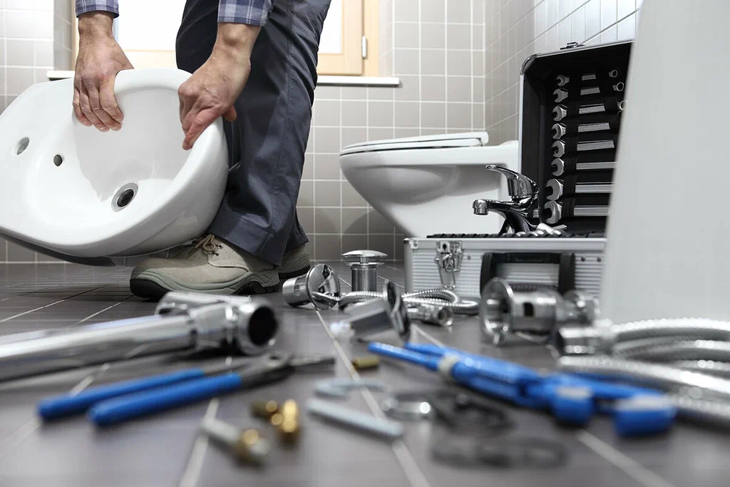 Plumbing tools prepared for a bathroom repair in Lafayette